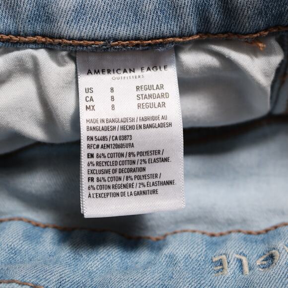 American Eagle Women's Light Wash Curvy Hi-Rise Jegging Split Hem Size 8 - Picture 10 of 11